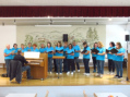Unser Frauenchor "Klangfarben" beim Einsingen vor dem Konzert mit Oliver Geiger