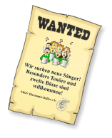 Wir suchen neue Sänger! Besonders Tenöre und  zweite Bässe sind willkommen! MGV Harmonie Killer e.V.